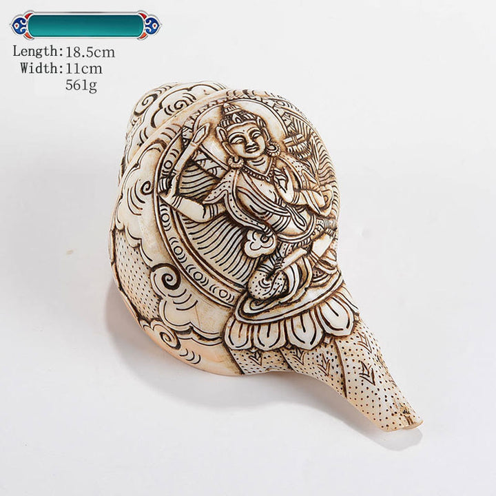 Tibetische handgemachte gravierte Shankha Buddha Avalokitesvara Conch Shell Reichtum Dekoration