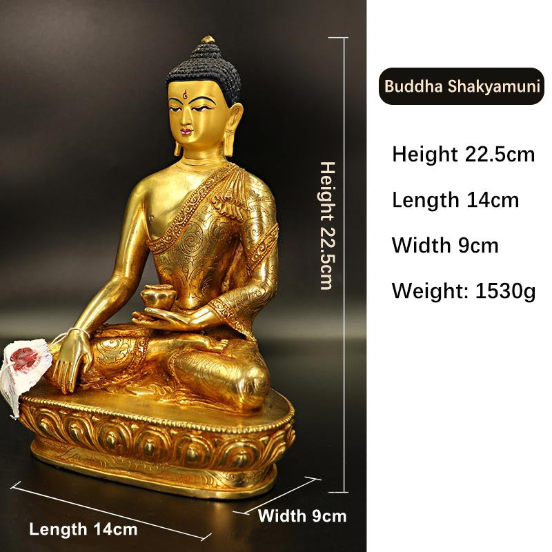 Buddha Shakyamuni Medizin Buddha Mitgefühl Kupfer vergoldet Statue Dekoration