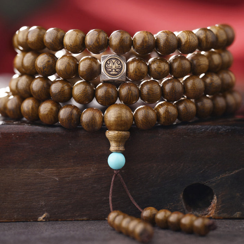 Buddha Stones, 108 Mala-Perlen, 999 Gold, Brunei-Adlerholz, Herz-Sutra, Bernstein, roter Achat, Kraft-Meditationsarmband