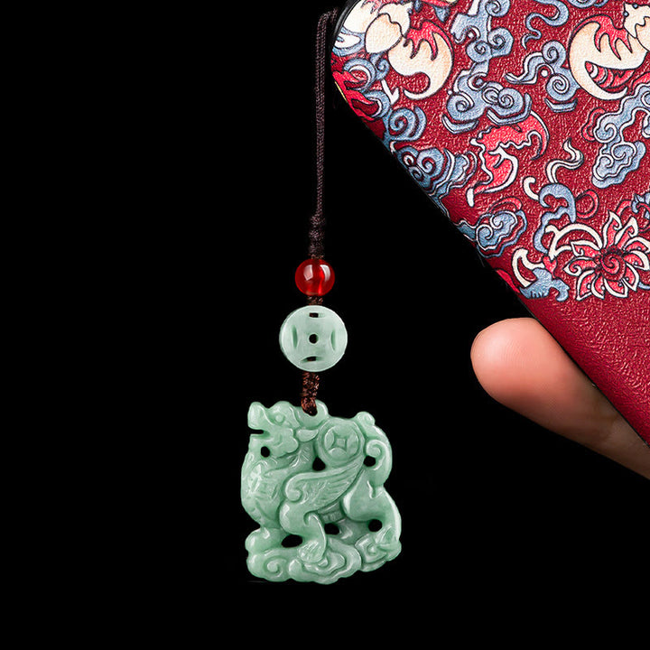 Buddha Stones, natürliche Jade, Kirin, Wohlstand, Handy-Hängedekoration