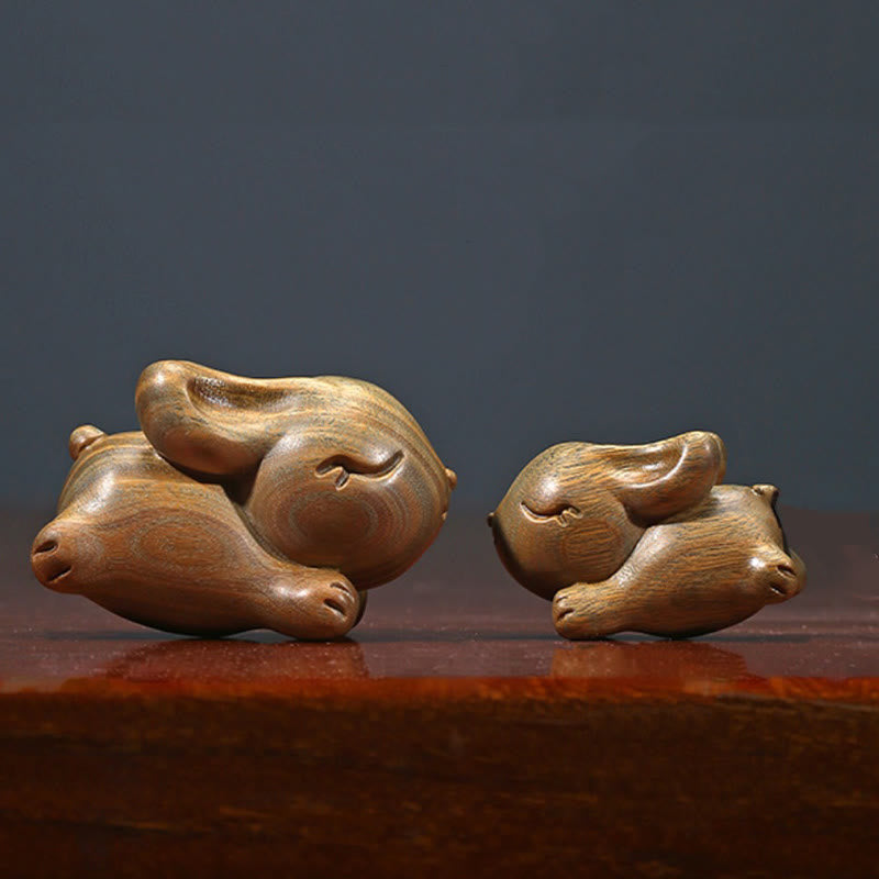 Buddha Stones Green Sandelwood Small Mini Cute Rabbit Bunny Peace Dekorationen