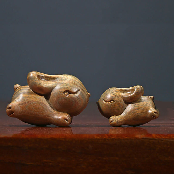 Buddha Stones Green Sandelwood Small Mini Cute Rabbit Bunny Peace Dekorationen