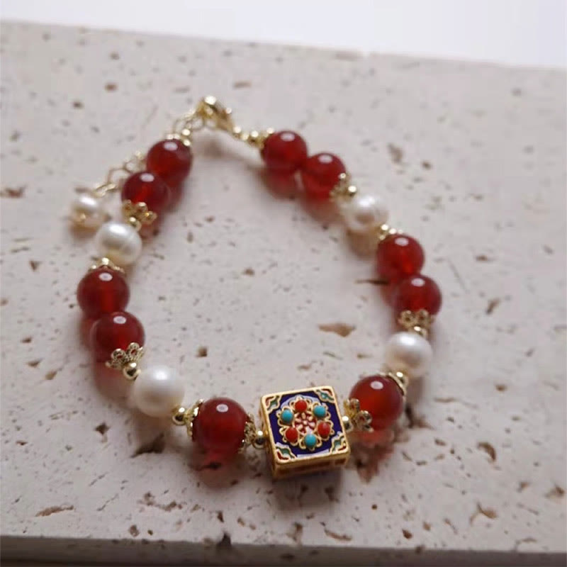 Buddha Stones Rotes Achatperlen-Selbstakzeptanz-Armband