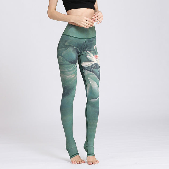 Buddha Stones Lotus Flower Print Design Hose Sport Fitness Yoga Leggings Damen Yogahose