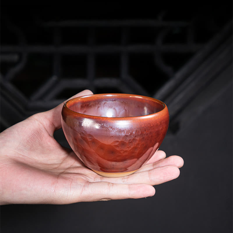 Buddha Stones, handgefertigt, chinesisches Jianzhan-Lotus-Design, Keramik-Teetasse, Kung-Fu-Teetasse