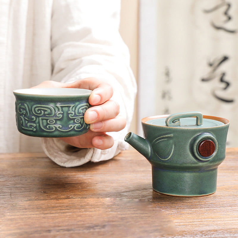 Buddha Stones Sanxingdui Keramik Teetasse Kung Fu Teetasse mit Tasche