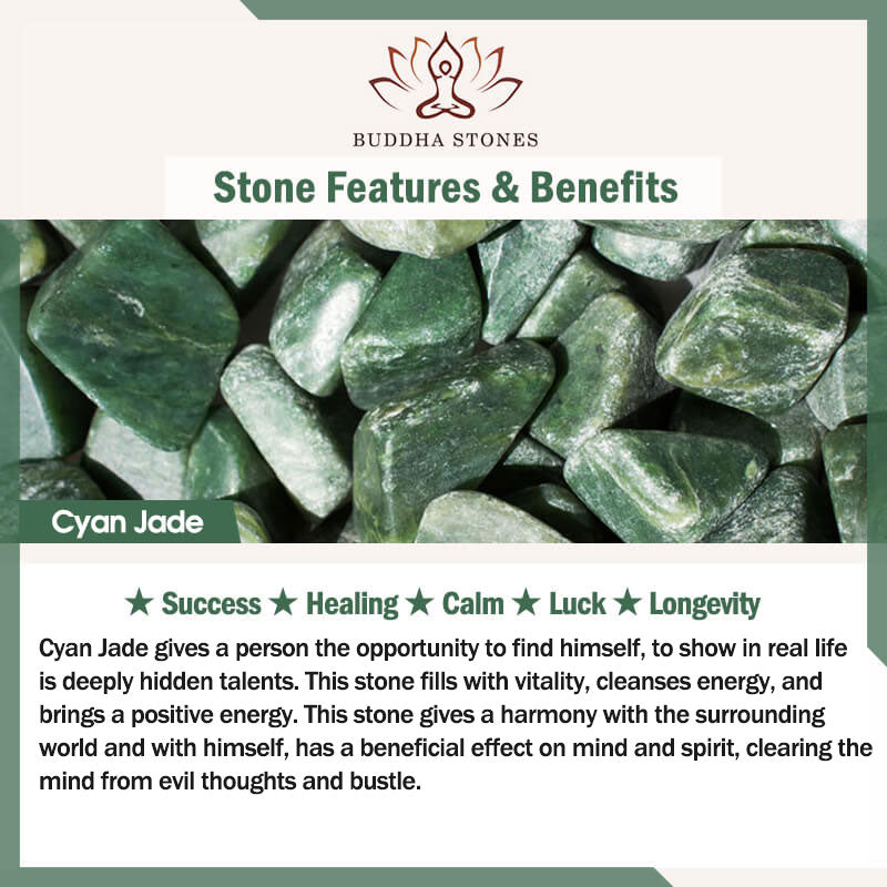 Buddha Stones Weiß Jade-Cyan-Jade-Lotus-Schutzarmband
