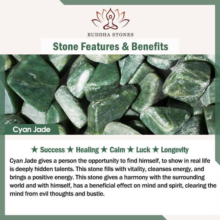 Buddha Stones Cyan Jade Longevity Blessing Armreif