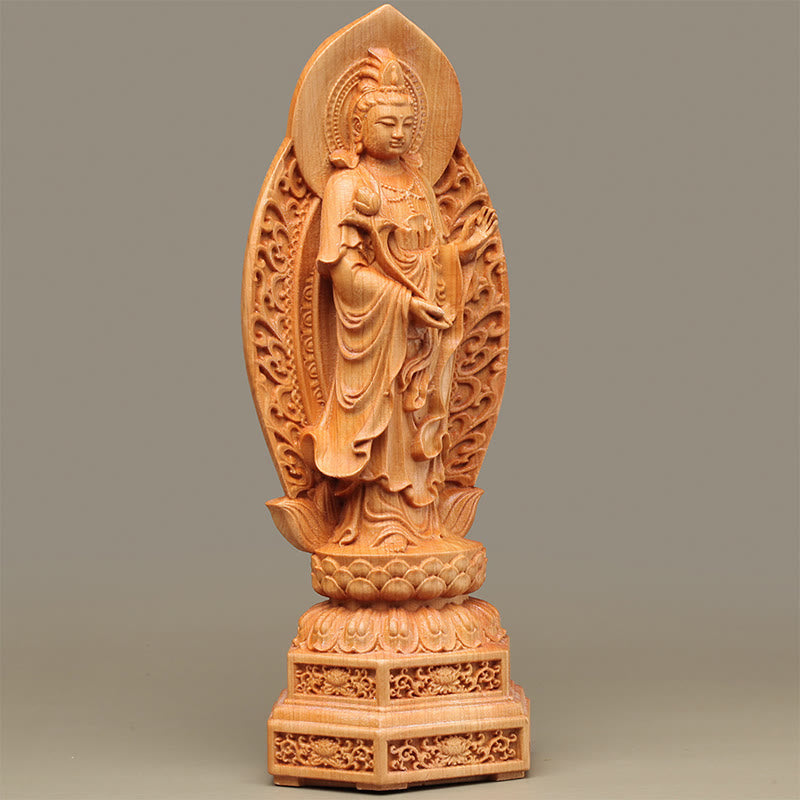 Buddha Stones, handgefertigt, Mahasthamaprapta, Bodhisattva, Thuja Sutchuenensis, Holz, optimistische Dekoration