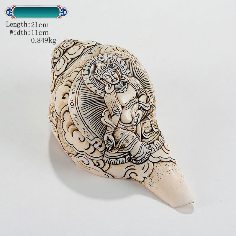 Tibetische handgemachte gravierte Shankha Buddha Avalokitesvara Conch Shell Reichtum Dekoration