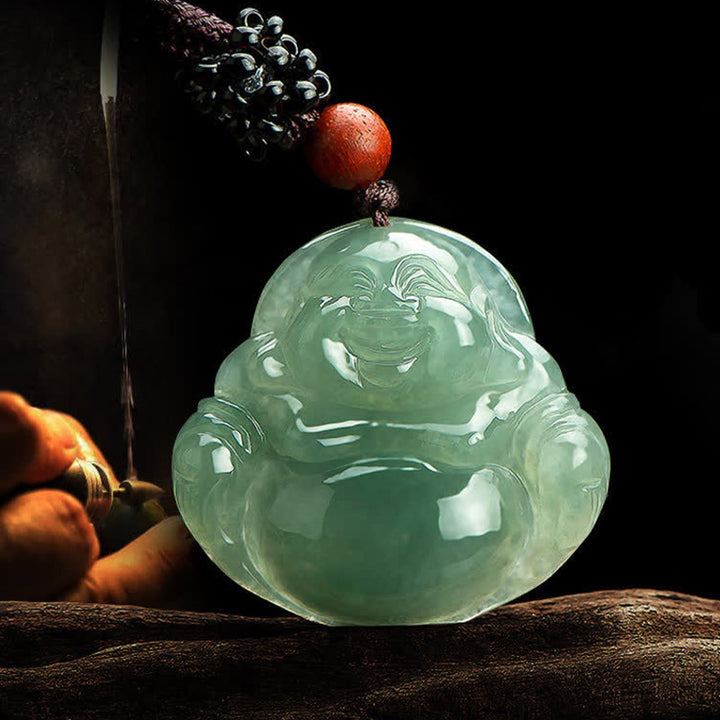 Lachender Buddha Jade Fülle Halskette Anhänger