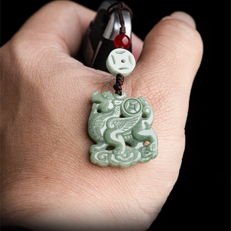 Buddha Stones, natürliche Jade, Kirin, Wohlstand, Handy-Hängedekoration