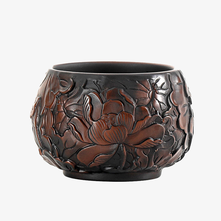 Buddha Stones, Lotusblatt, Blumenlandschaft, Drache, Bambus, Keramik-Teetasse, Kung-Fu-Teetasse, Schüssel