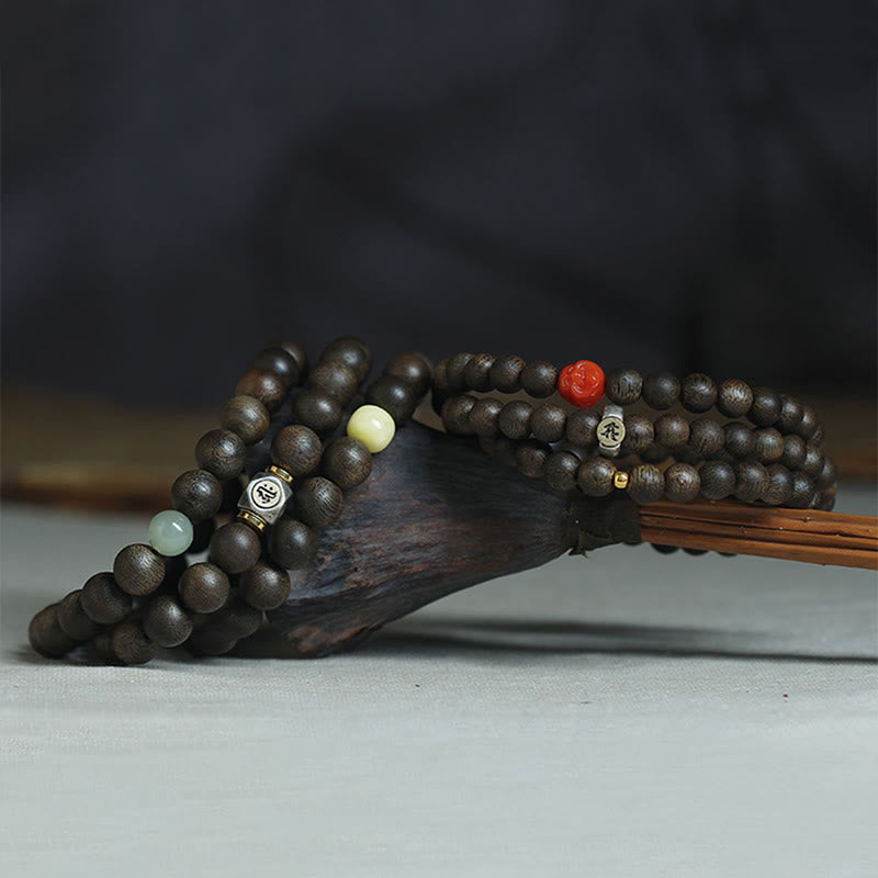 Buddha Stones 925 Sterling Silber Chinesisches Sternzeichen Natal Buddha Kalimantan Agarwood Jade Bernstein 999 Gold Roter Achat Balance Armband