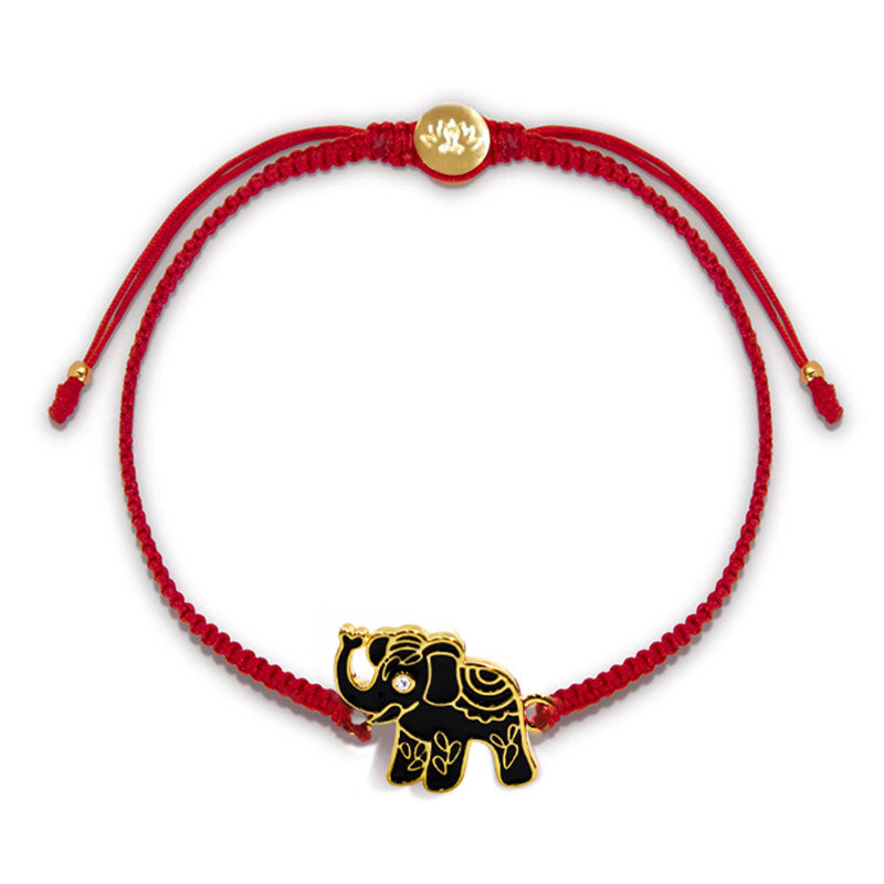 Tibetisches handgefertigtes Armband mit rotem Schnurarmband „Wise Future Elephant“.