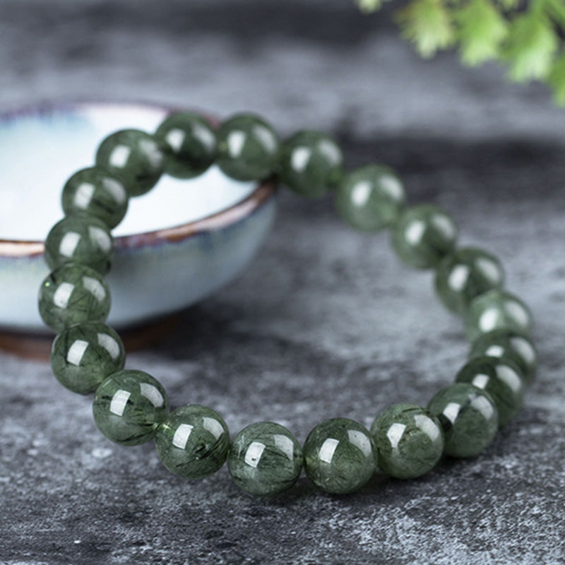 Armband mit Buddha Stonesn, natürlichem grünen Kristall, Segen, Reichtum