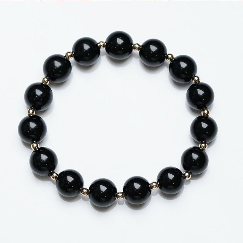 Buddha Stones 2-teiliges schwarzes Onyx-Perlen-Stützschutz-Schnur-Armband