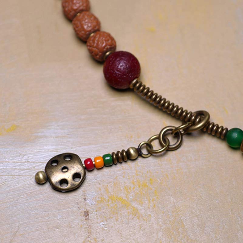 108 Mala Rudraksha-Perlen, Bodhi-Samen, Dzi-Perlen, Glücksverheißung, Quastenarmband