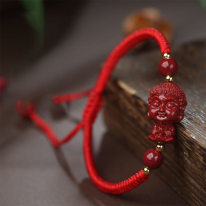 Buddha Stones Chinesisches Sternzeichen Natal Buddha Zinnober Amulett Segen Schnurarmband