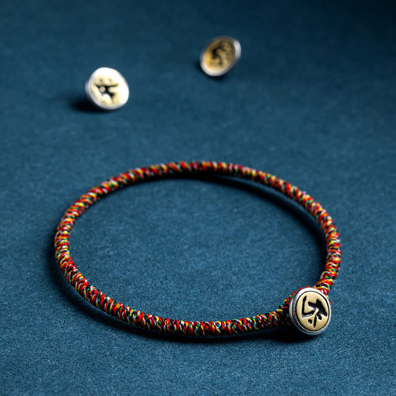 Buddha Stones, handgefertigt, 925er-Sterlingsilber, chinesisches Sternzeichen, Natal-Buddha-Schutz, buntes Seil-Armband