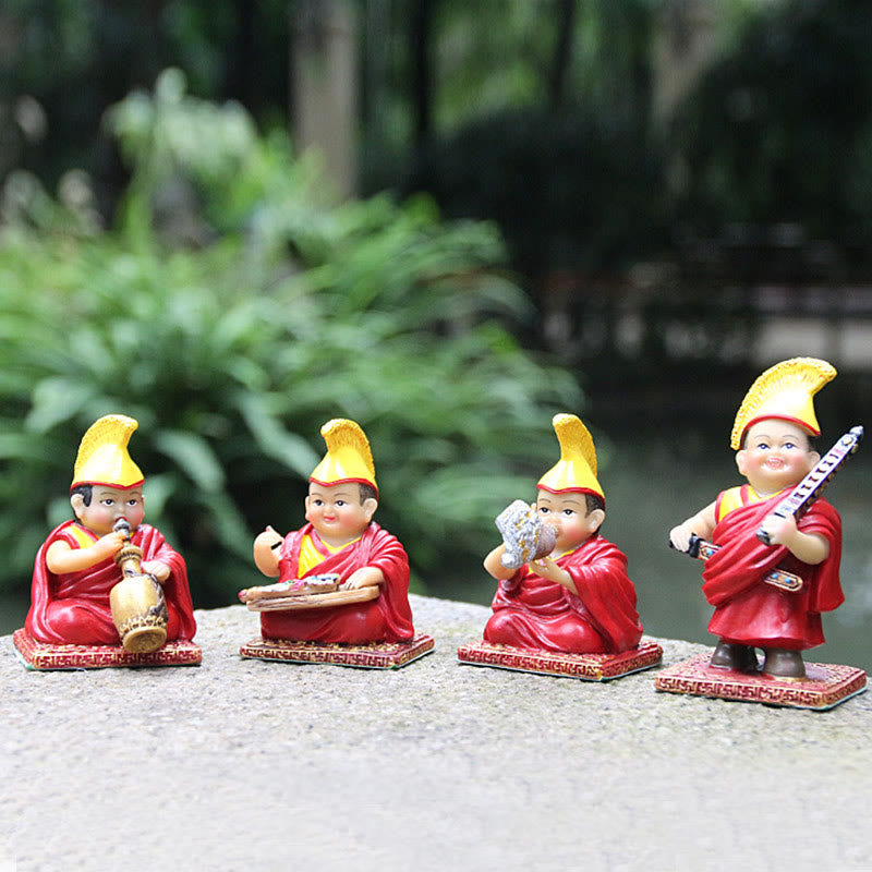 Buddha Stones, handbemalt, tibetische Lama-Figuren, geschnitzt, kreative Dekoration für Zuhause, Büro, Auto