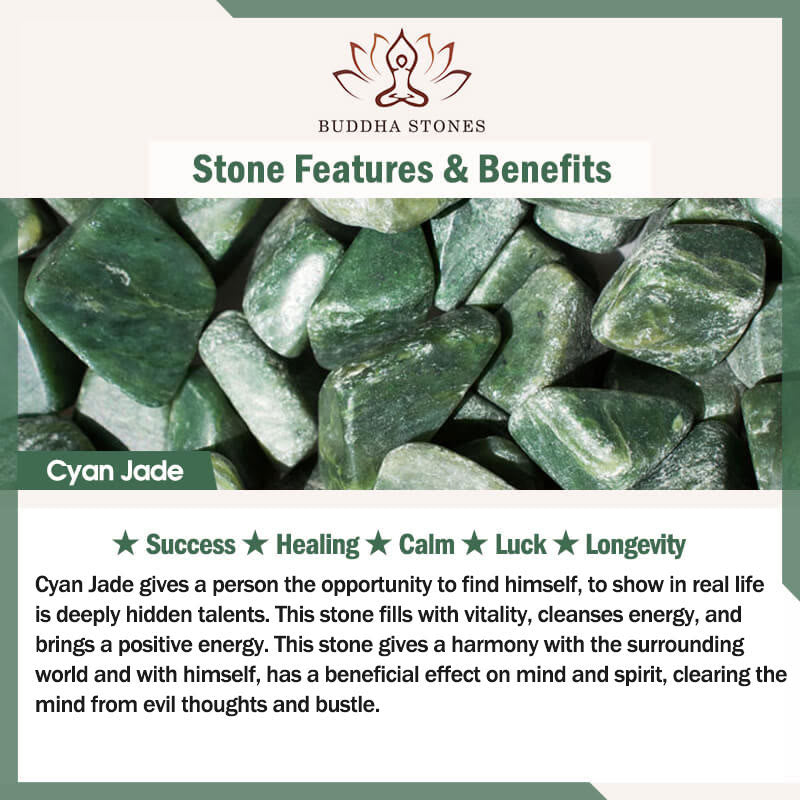 Buddha Stones Natürlicher Cyan-Jade-Drachen-geschnitzter Erfolgsring