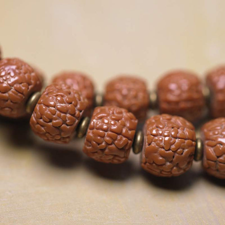 108 Mala Rudraksha-Perlen, Bodhi-Samen, Dzi-Perlen, Glücksverheißung, Quastenarmband