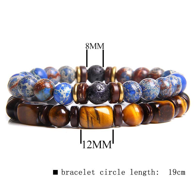 Buddha Stones 2PCS Heilkristall-Kaiserstein-Tigerauge-Perlenarmband