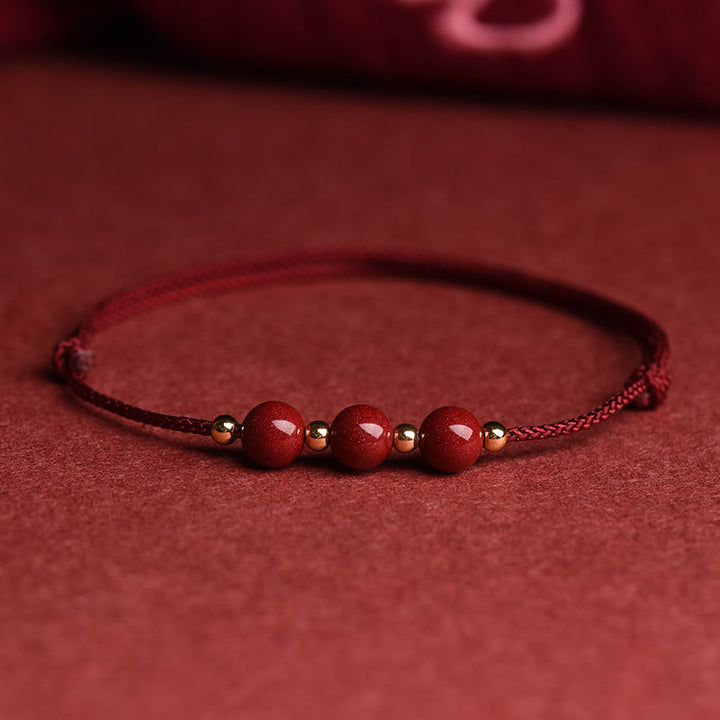 Buddha Stones Natural Lucky Cinnabar Bead Blessing String Armband Fußkettchen