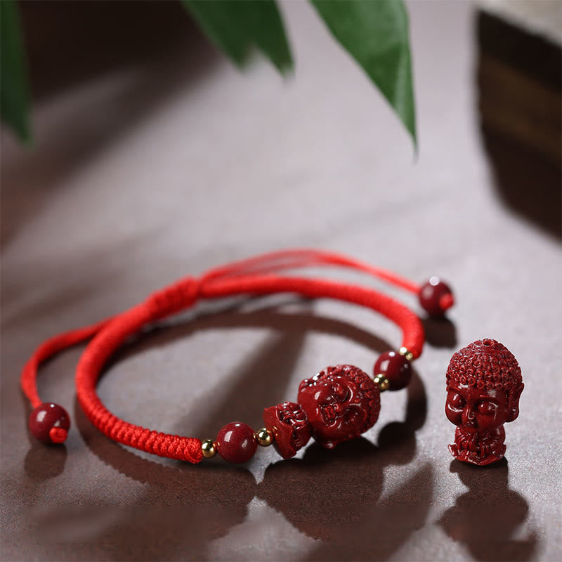 Buddha Stones Chinesisches Sternzeichen Natal Buddha Zinnober Amulett Segen Schnurarmband