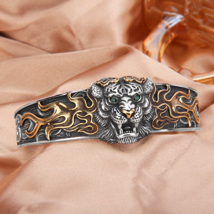 Buddha Stones Armband aus 925er-Sterlingsilber mit chinesischem Sternzeichen Tiger hält böse Geister fern