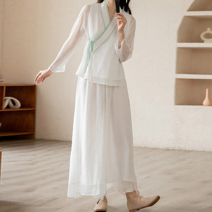 Retro-Gebet Zen spirituelle Meditation Praxis Chiffon Kleidung Damen Set