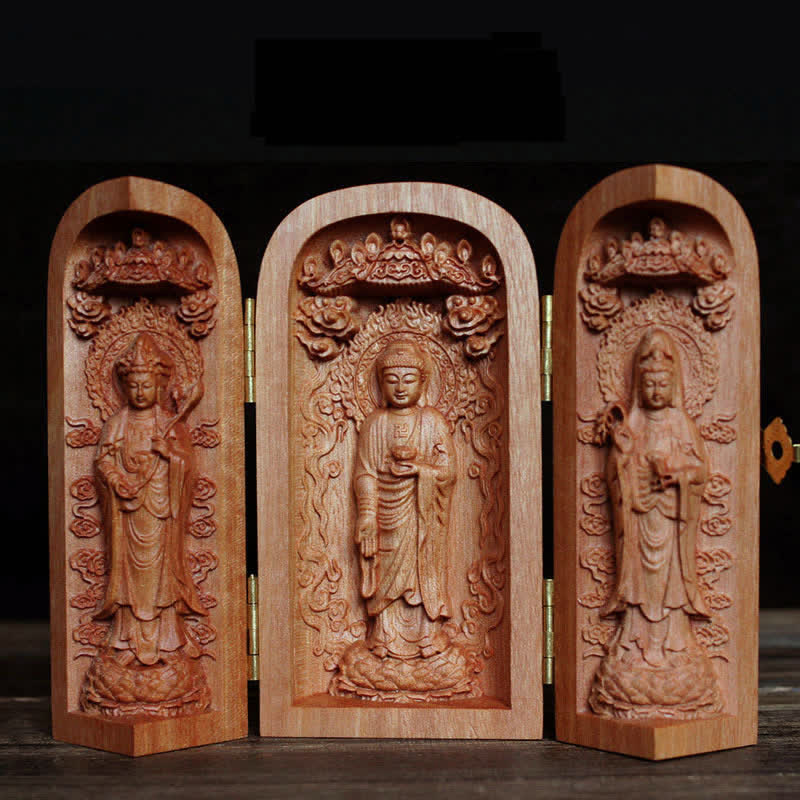 Avalokitesvara Kwan Yin Buddha Kirschholz Mitgefühl Heimdekoration Altar