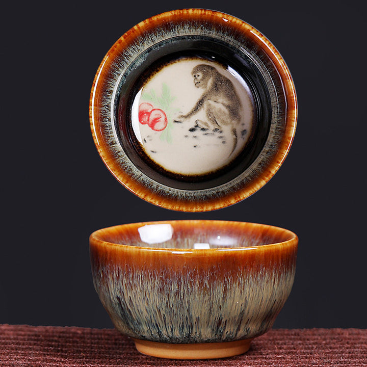 Buddha Stones, 12 chinesische Sternzeichen-Muster, Keramik-Teetasse, Kung Fu Jian, chinesische Zhan-Teetasse, 73 ml