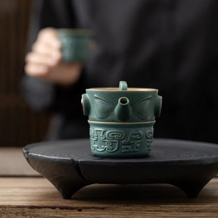 Buddha Stones Sanxingdui Keramik Teetasse Kung Fu Teetasse mit Tasche