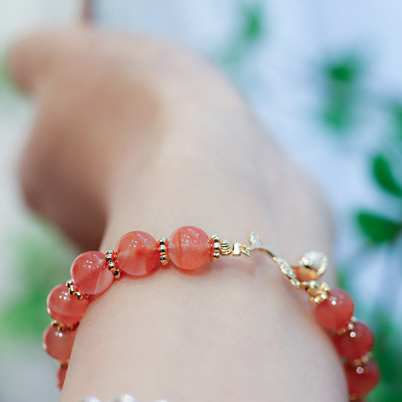 Buddha Stones natürliches rotes Achat-Rosen-Selbstvertrauen, ruhiges Kettenarmband