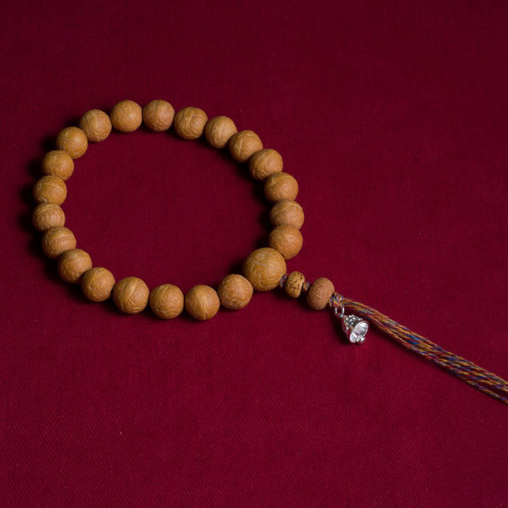 Buddha Stones, Bodhi-Samen, Glücksverheißung, Handgelenk-Mala, Quasten-Taschen-Mala