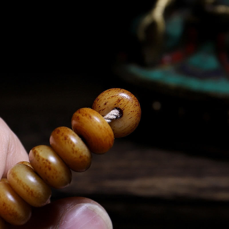 Buddha Stones Tibet 108 Mala Perlen Yak Knochen Dreiäugige Dzi-Perle Halten Sie böse Geister fern