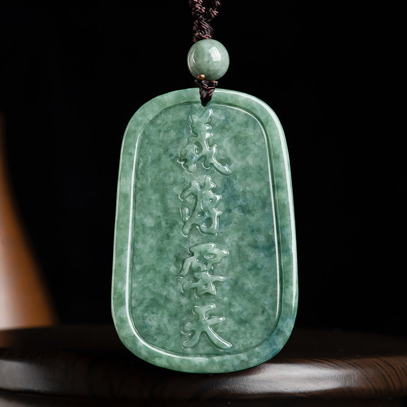 Natürliche Jade Guan Gong Amulett Reichtum Halskette Anhänger