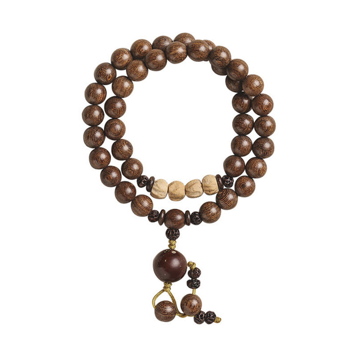 Buddha Stones, Sandelholz, kleines Blatt, rotes Sandelholz, Bodhi-Samen-Reinigung, doppelt gewickeltes Armband