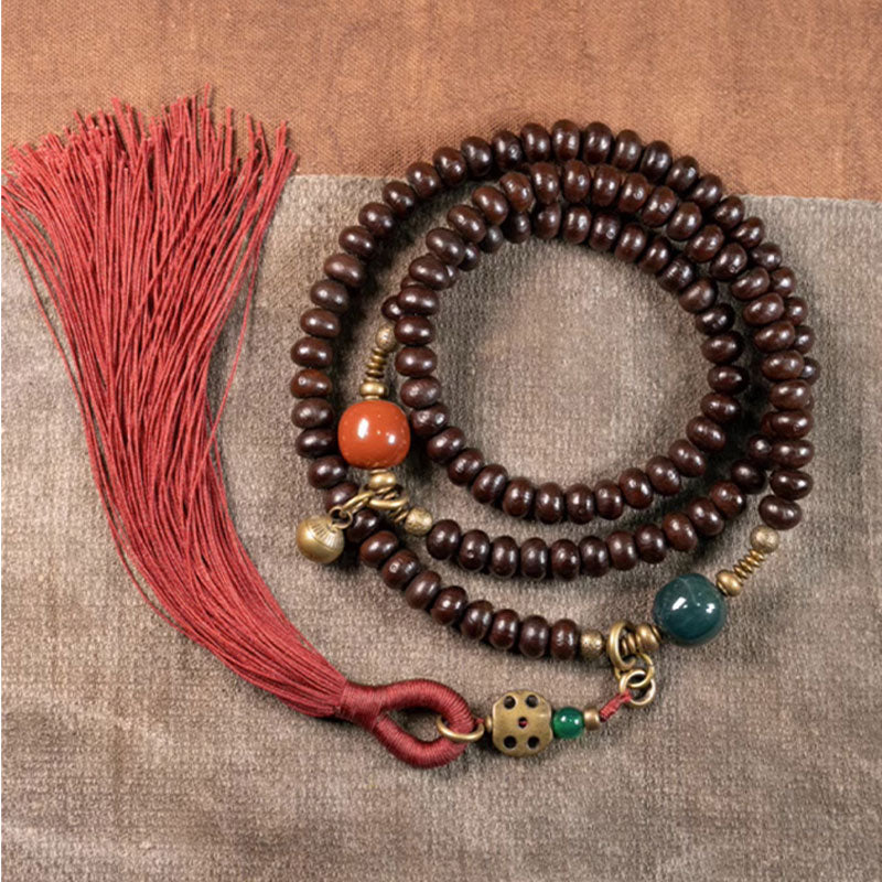 Buddha Stones, 108 Mala-Perlen, natürliches Tibet-Lila-Bodhi-Samen-Glücksbringer-Armband