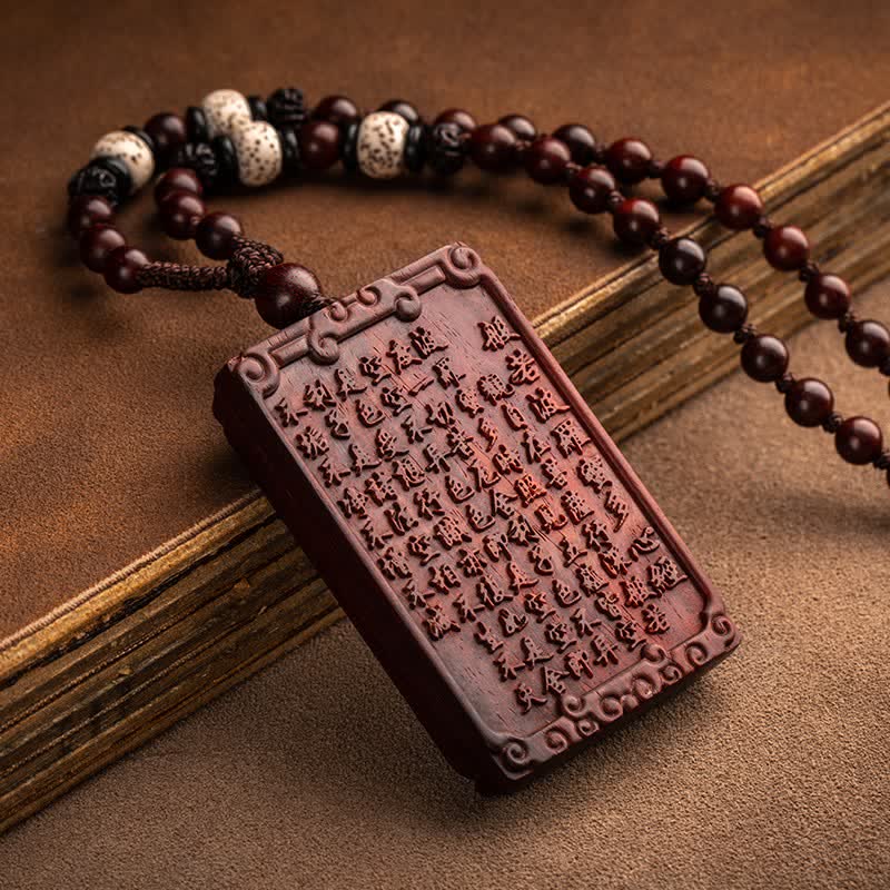 Chinesischer Sternzeichen-Natal-Buddha, kleines Blatt, rotes Sandelholz, Schutz-Halsketten-Anhänger