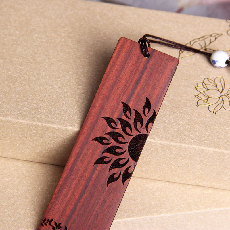 Buddha Stones, Sonnenbaum, Ebenholz, kleines Blatt, rotes Sandelholz, Lesezeichen mit Geschenkbox