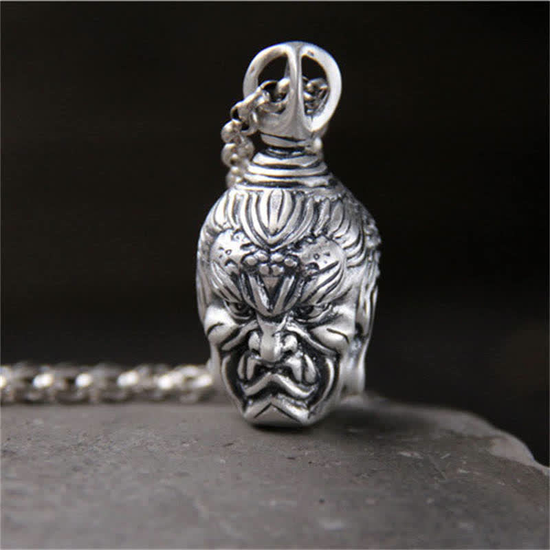 Buddha Stones 999 Sterling Silber Buddha Dämon Gelassenheit Halskette Anhänger