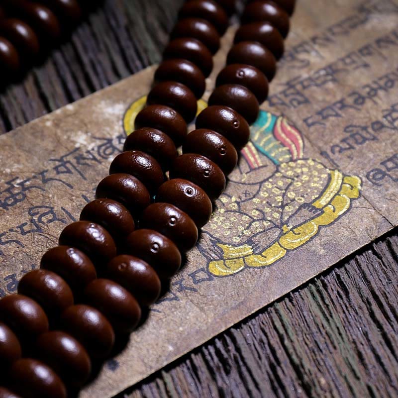 Buddha Stones Natural Tibet 108 Mala Perlen Lila Bodhi Samen Dreiäugige Dzi Perle Kupfer Dorje Harmonie Armband