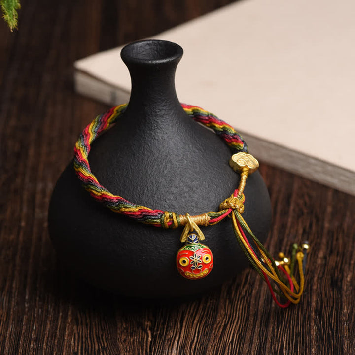 Buddha Stones Gold Schluckendes Biest Familie Glück Reinkarnation Knoten Buntes Schnurarmband