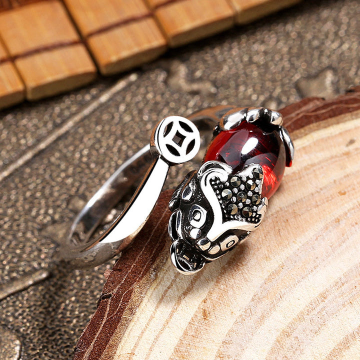 Buddha Stones FengShui Genstone PiXiu Reichtum verstellbarer Ring