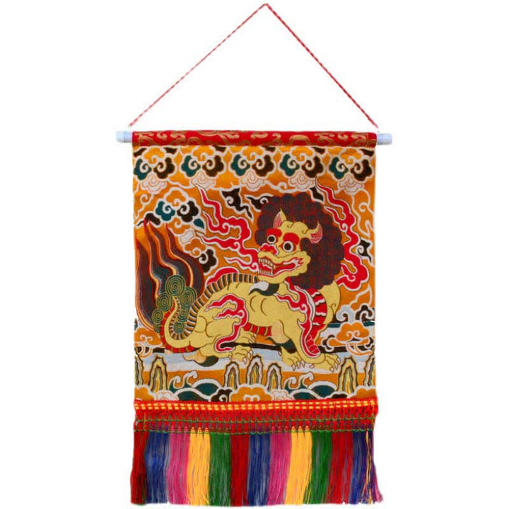 Feng Shui Kirin spirituelle bunte Quasten-Wandkunst