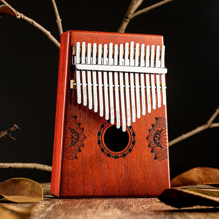 Buddha Stones Kalimba 17/21 Tasten Daumenklavier, Lotus-Design, tragbares Fingerklavier