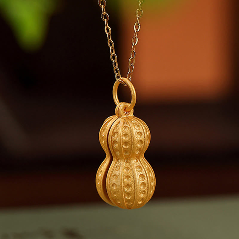 Buddha Stones 925 Sterling Silber Hetian Weiß Jade Erdnuss Glück Halskette Anhänger